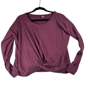Old Navy Women's Top, Ribbed Knit, Twisted Knot‎ Front, Long Sleeve, Burgundy M